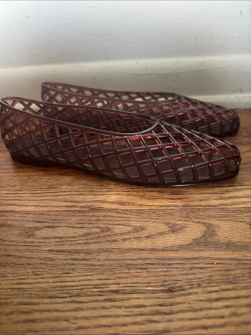 H&M Burgundy Lattice Jelly Flats